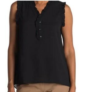 Everleigh Ruffled V-neck Sleeveless Blouse Size XS